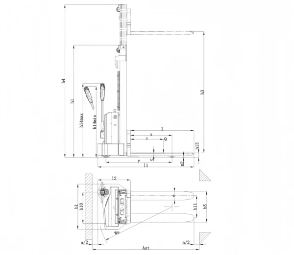 QSLiFT QES10E-35 Electric Walkie Stacker, Capacity 1000KG, Lift height 3500mm – Kép 4