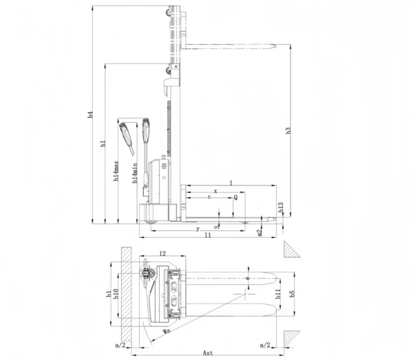 QSLiFT QES20P-55 Ride-on Electric Stacker, Capacity 2000KG, Lifting Height 5500mm – Kép 2