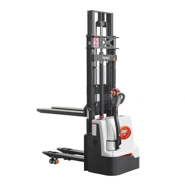 QES15D QSLIFT QES15D electric pallet stacker with raised forks and initial-lift support arms