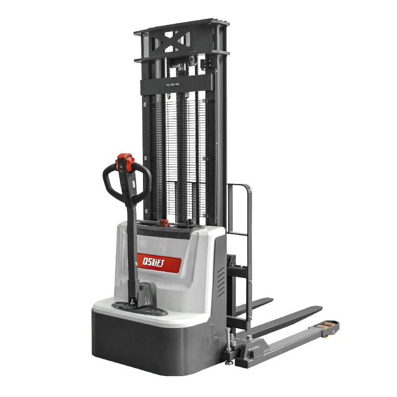 QSLIFT QES15E-SL electric straddle stacker with adjustable forks and solid support legs