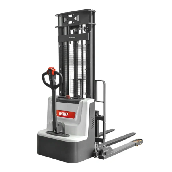 QSLIFT QES15MSL electric straddle stacker with adjustable support legs and forks